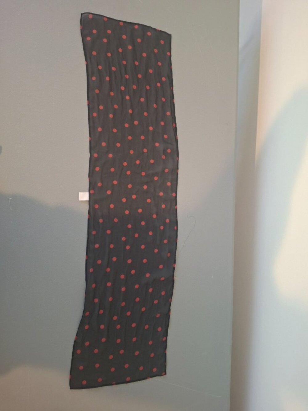 Vintage Black Red Polka Dot Scarf Sheer Chiffon Retro Rockabilly Pinup 36x10
